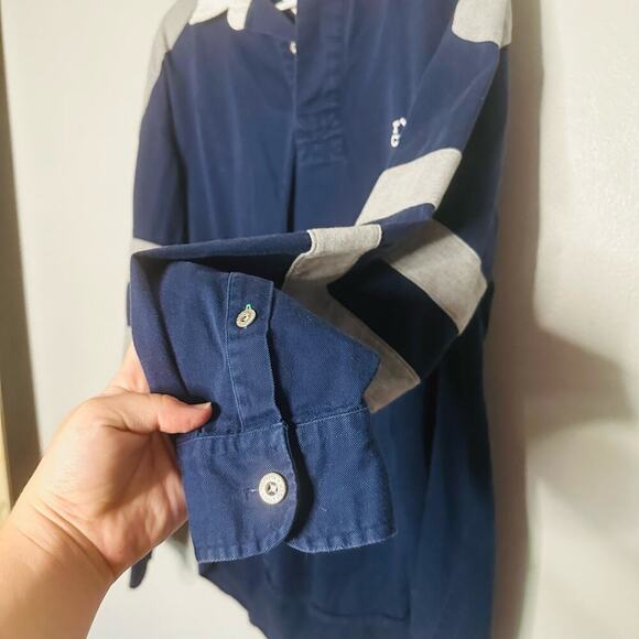 Vintage Tommy Hilfiger Navy Rugby Style Collared Crew Neck Shirt size Medium - Picture 8 of 9